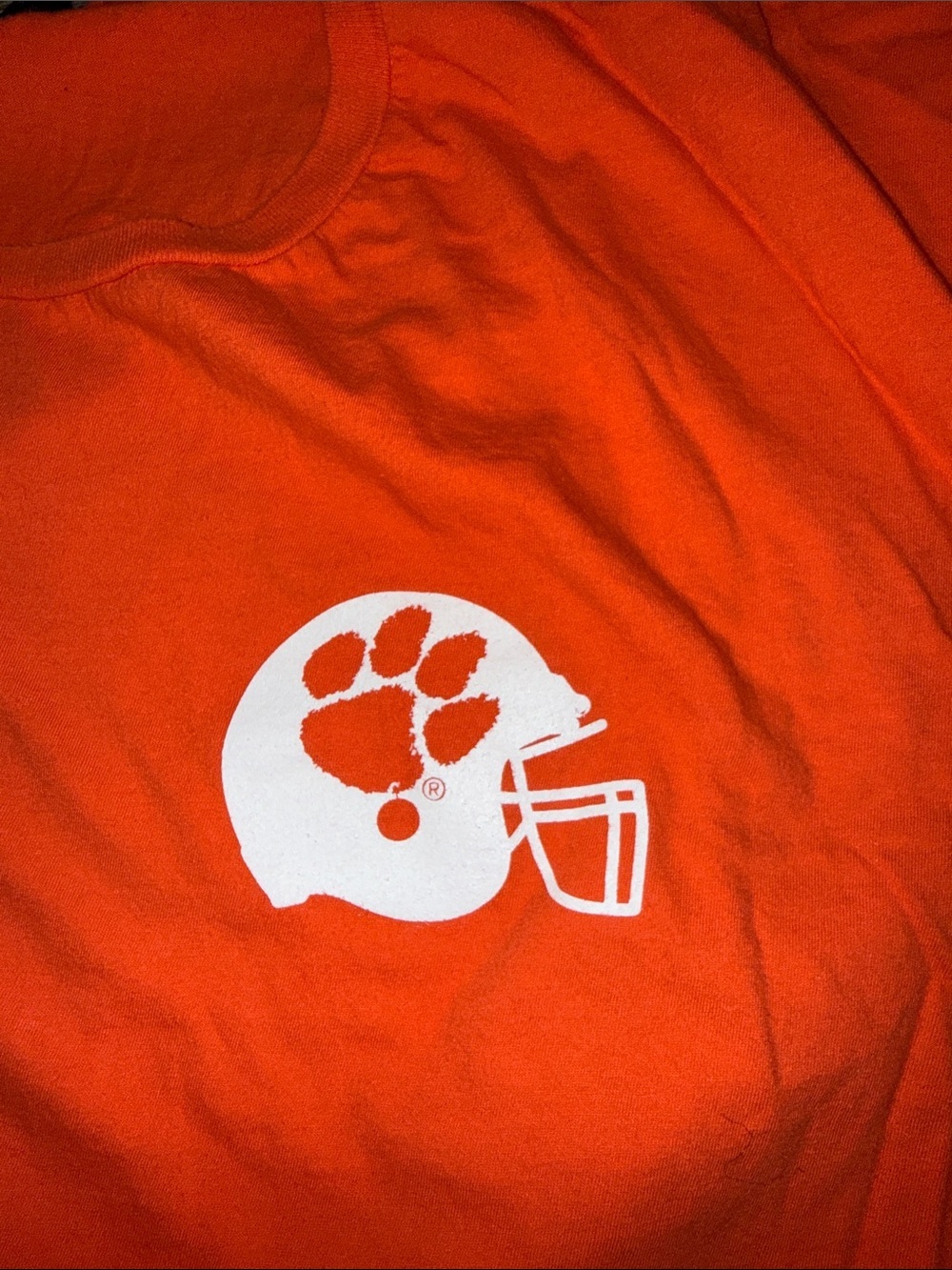 Anvil Bright Orange Short-Sleeve T-Shirt with White Helmet Graphic - Picture 7 of 8